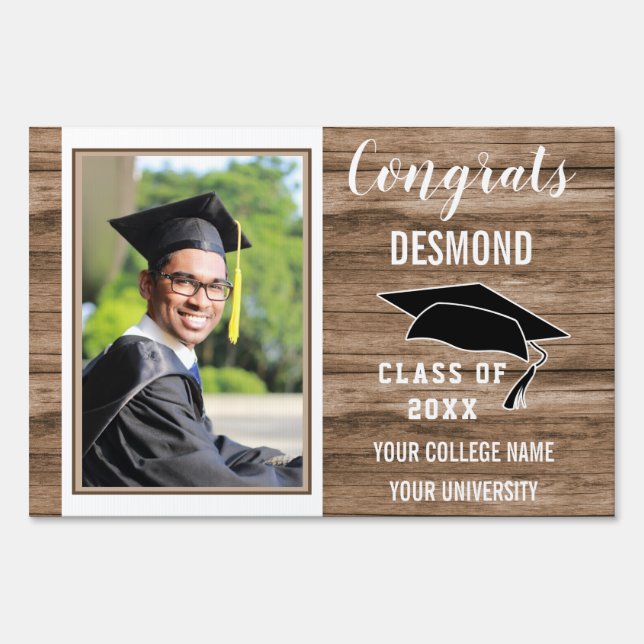 Congrats Graduate 2020 Guys Photo Graduation Wood Sign (Back)