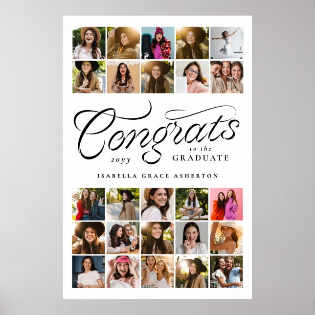 Congrats graduate 25 photo graduation party poster (Front)