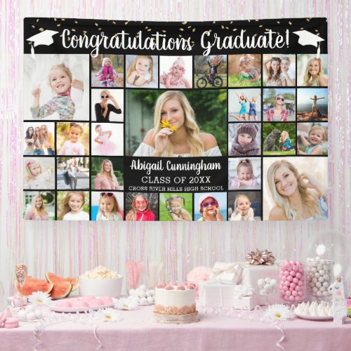 Congrats Graduate 31 Photo Collage Custom Color Banner