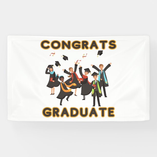 Congrats Graduate 3x5 Vinyl Banner (Horizontal)