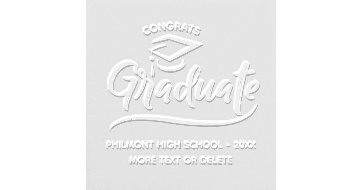 Congrats Graduate Add School Name Custom Text Embosser | Zazzle