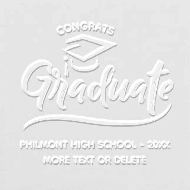 Congrats Graduate Add School Name Custom Text Embosser | Zazzle