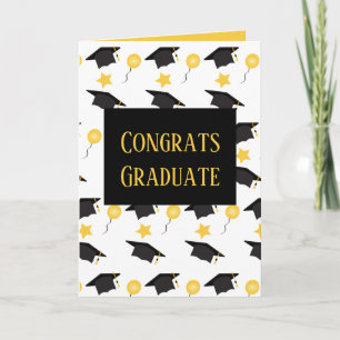 Congrats Graduate Balloons Hat Pattern Card