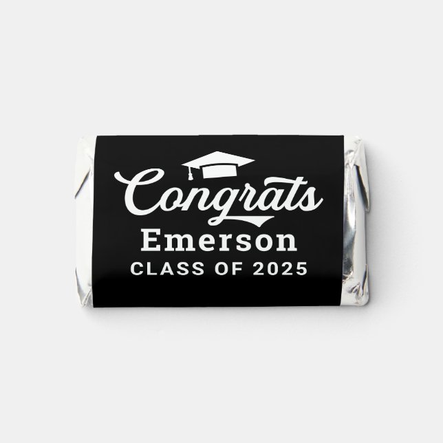 Congrats Graduate Black Personalized Graduation Hershey's Miniatures (Front)