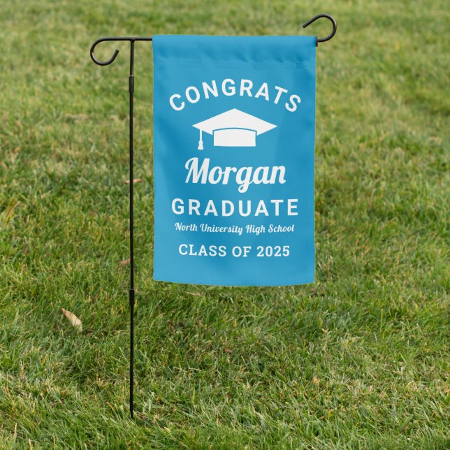 Congrats Graduate Blue 2026 Custom Graduation Gard Garden Flag (In SItu)
