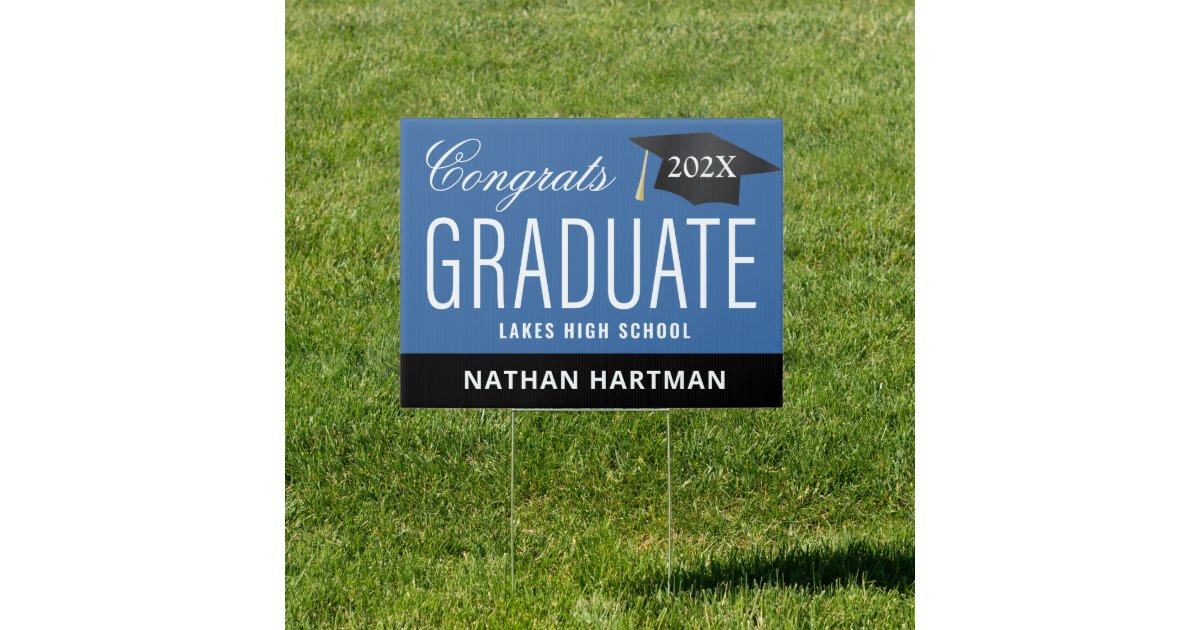 Congrats Graduate Blue Graduation Yard Sign | Zazzle