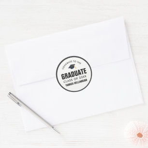 Congrats Graduate Cap Class of 20XX Bold Custom Classic Round Sticker