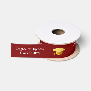 Congrats Graduate Cap Diploma White Royal Blue Satin Ribbon