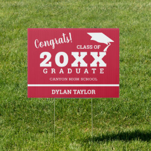 Congrats Graduate Cardinal Red Yard Sign