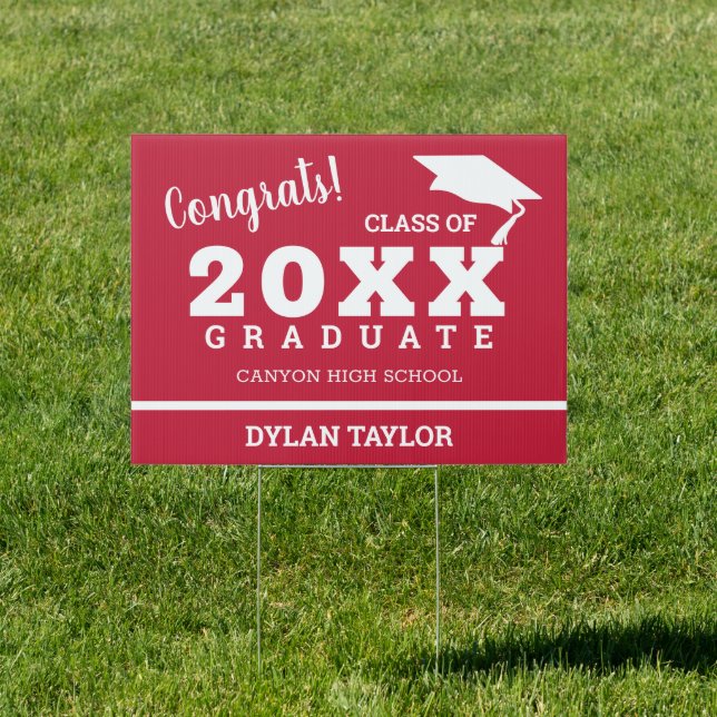 Congrats Graduate Cardinal Red Yard Sign (Insitu)