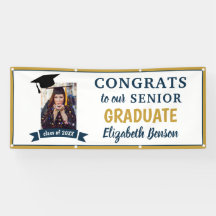 Congrats Graduate Custom Banner Gold Navy