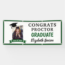 Congrats Graduate Custom Banner Green Gray