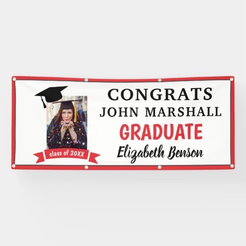 Congrats Graduate Custom Banner Red Gray
