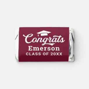 Congrats Graduate Custom Name Burgundy Hershey's Miniatures