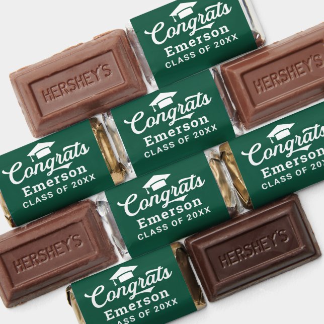 Congrats Graduate Custom Name Green Hershey's Miniatures (Assorted)