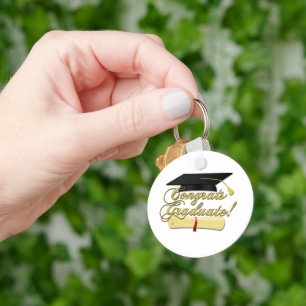 Congrats Graduate Diploma and Graduation hat Keychain