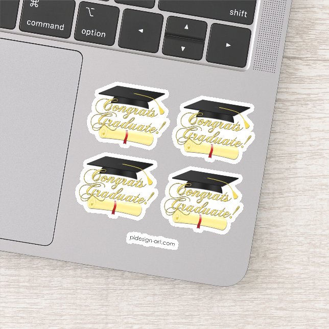 Congrats Graduate Diploma and Graduation hat Sticker (Detail)