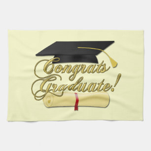 Congrats Graduate Diploma and Graduation hat Towel