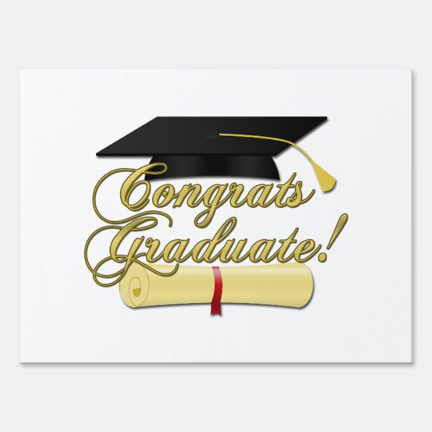 Congrats Graduate Diploma And Graduation Hat Yard Sign