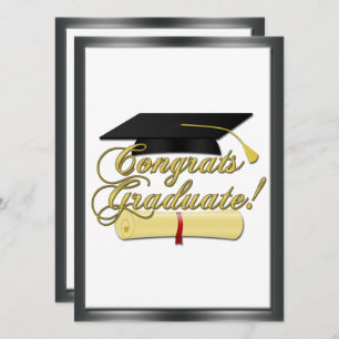Congrats Graduate Diploma Graduation hat Invite