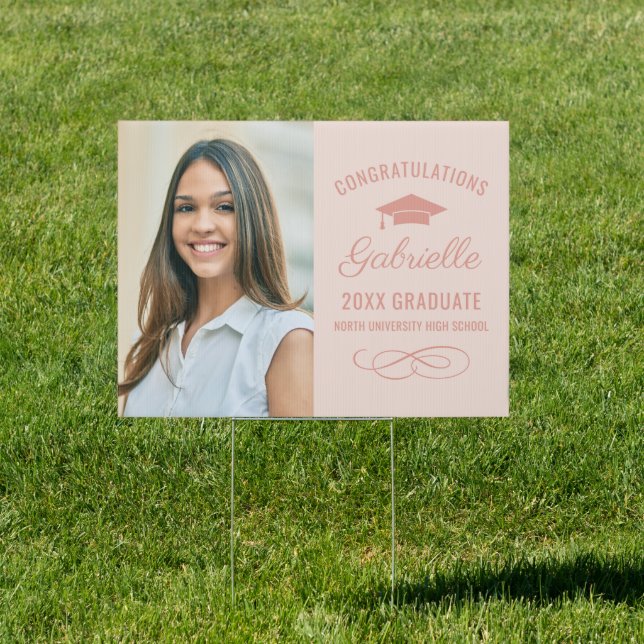 Congrats Graduate Elegant Rose Gold Photo Sign (Insitu)