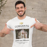 Congrats Graduate Family T-Shirt<br><div class="desc">Elegant congratulations graduation t-shirt featuring a photo of the graduate, a faux gold foil graduate cap, and a congrats grad template that is easy to personalize. These t-shirts are perfect for announcing and showing off your pride that your son, daughter or other family member have graduated high school or college....</div>