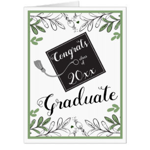 Congrats Graduate Fancy Script and Floral Card