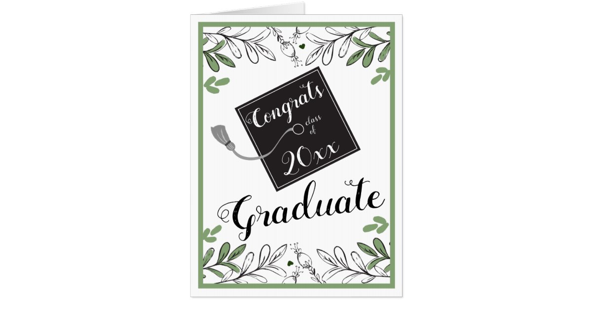 Congrats Graduate Fancy Script and Floral Card | Zazzle