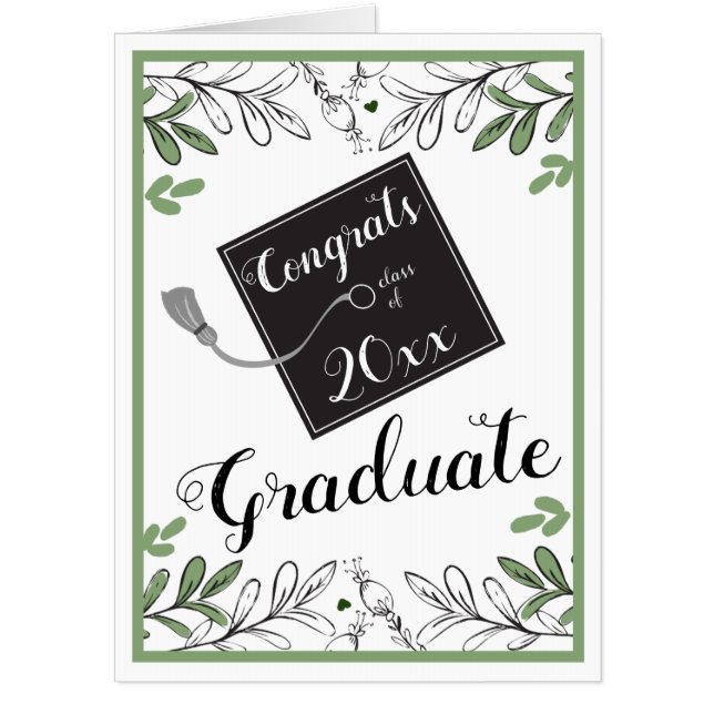 Congrats Graduate Fancy Script and Floral Card (Front)