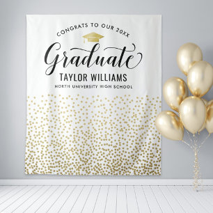 Congrats Graduate Gold Confetti Backdrop