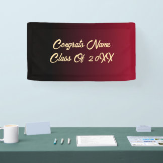Congrats Graduate Gold Script Ombre Backdrop Banner