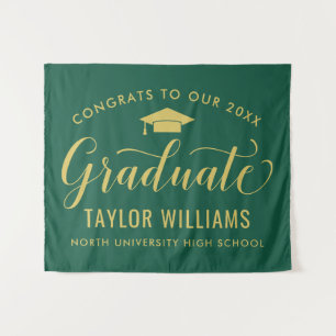 Congrats Graduate Green Gold Backdrop