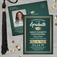 Congrats Graduate Green & Gold Save the Date Photo
