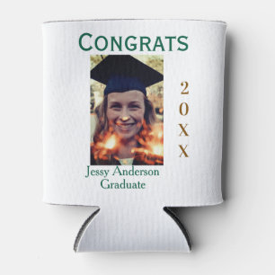Congrats graduate green gold year 20XX namesimple Can Cooler