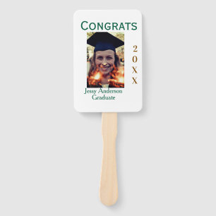 Congrats graduate green gold year 20XX namesimple Hand Fan