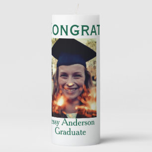 Congrats graduate green gold year 20XX namesimple Pillar Candle
