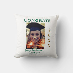 Congrats graduate green gold year 20XX namesimple Throw Pillow