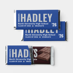 Congrats Graduate Marquee Name Blue Hershey Bar Favors