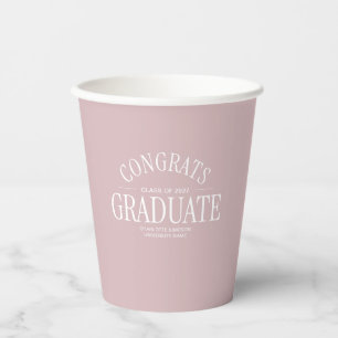 Congrats Graduate Modern Blush Pink Paper Cups