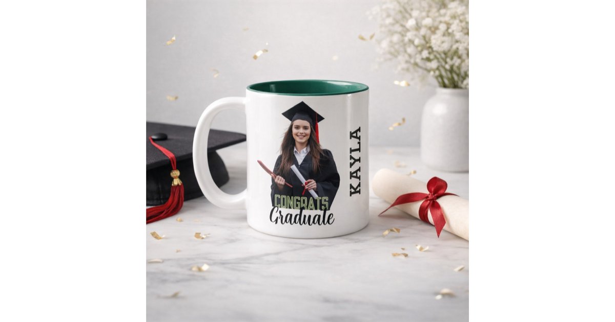 Congrats Graduate Modern Simple Custom Photo Two-Tone Coffee Mug | Zazzle