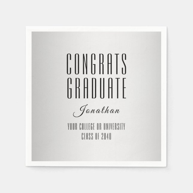 "Congrats Graduate" Modern Typography Paper Napkins (Front)