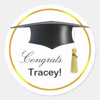 Congrats Graduate! Mortarboard & 2012 Tassel Classic Round Sticker