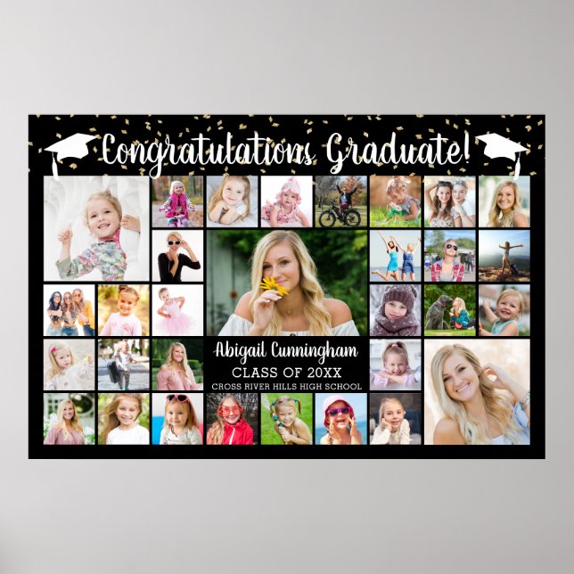 Congrats Graduate Name 31 Photo Collage Custom Poster (Front)