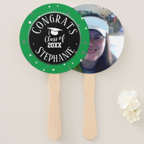 Congrats Graduate Name Bold Text Hand Fan