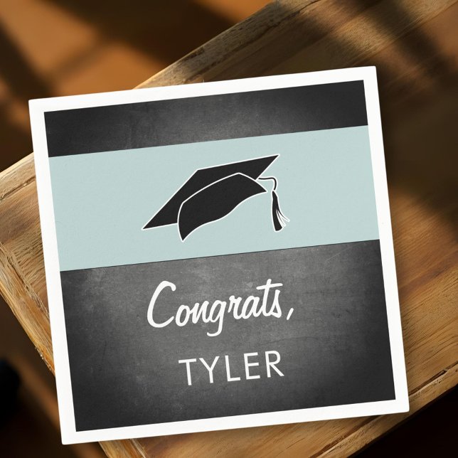 Congrats Graduate Name Chalkboard Graduation Party Napkins (Creator Uploaded)