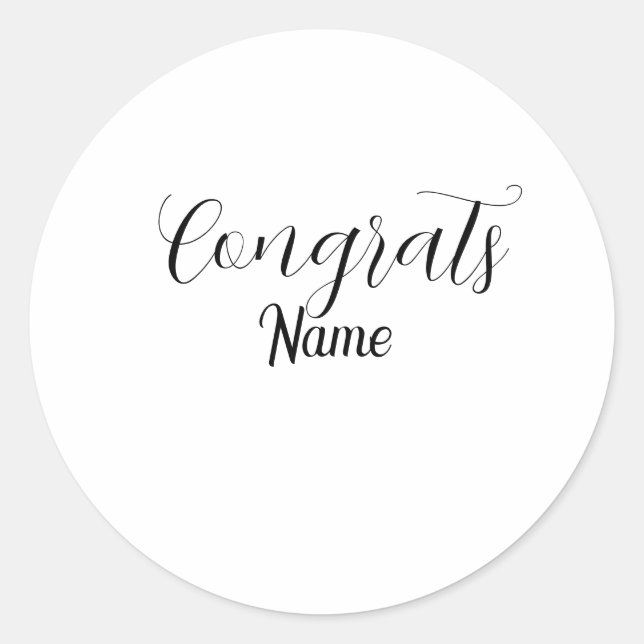 Congrats graduate name simple minimal year class  classic round sticker (Front)