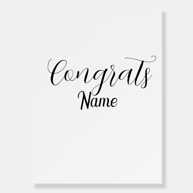 Congrats graduate name simple minimal year class  foam board (Front)