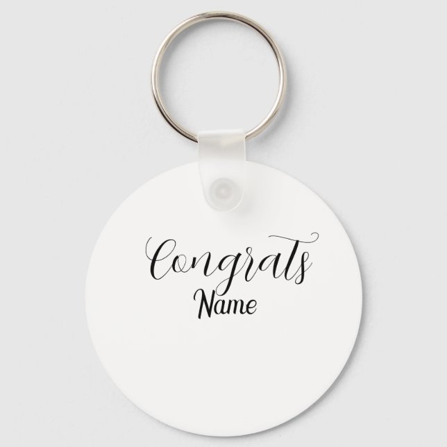 Congrats graduate name simple minimal year class  keychain (Front)