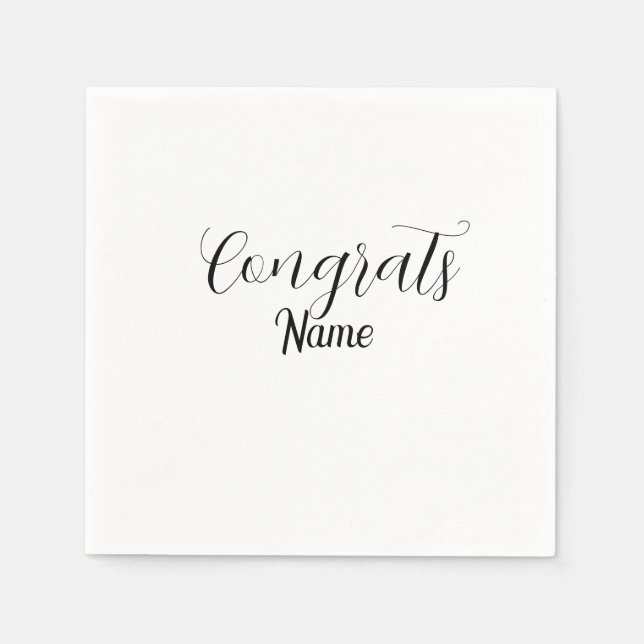 Congrats graduate name simple minimal year class  napkins (Front)