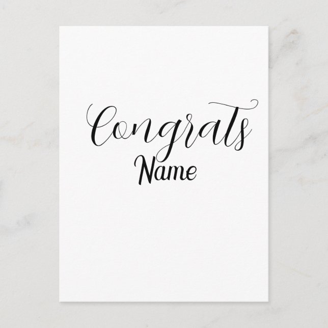 Congrats graduate name simple minimal year class  postcard (Front)
